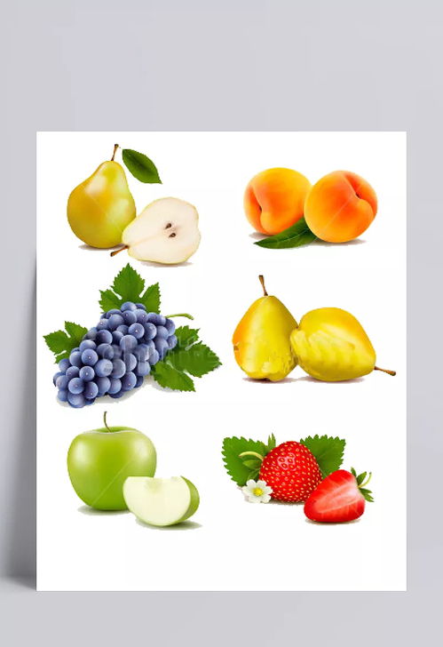 水果合集 水果,合集,梨子,杏子,葡萄,青皮梨,苹果,草莓,矢量图,卡通元素,手绘 卡通 俩脚兽
